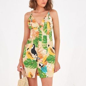 Farm Rio Beach Palm Linen Mini Dress